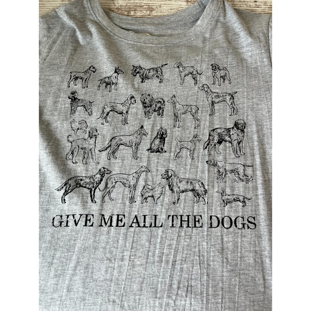 MODISH REBEL Give Me All the Dogs Women's Grey T-shirt Large Boho
